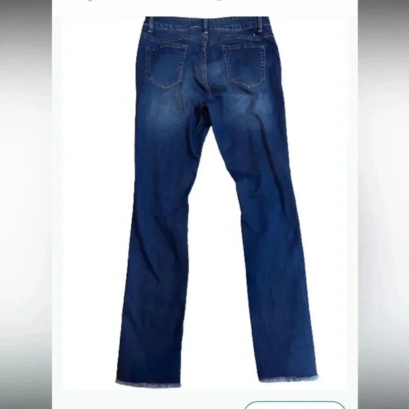 WEAR JEANS Deep Blue Distressed denim frayed bottom classic Straight cut jeans - Picture 2 of 7